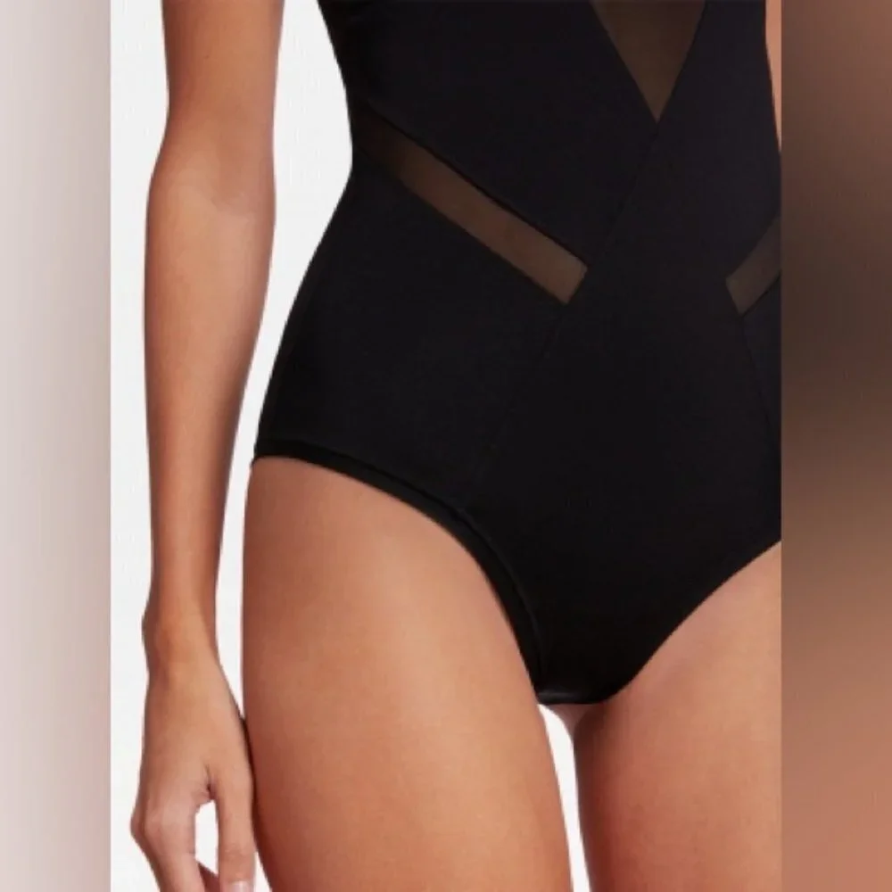 NWT WOLFORD Egyptian blue Juventas beach light shaping one piece swim L/B cup